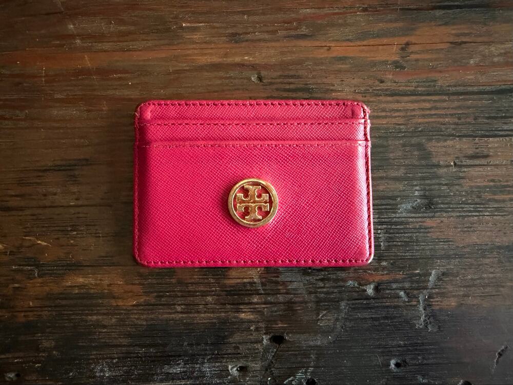 TORY BURCH Slim Red Leather Credit Card Wallet